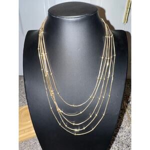 Necklace / Monet / Multilayered / 5 Layered / Gold Tone / Vintage